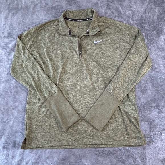 Nike Tops - Nike Running Dri-FIT Womens Medium 1/4 Zip Pullover Olive Green Heathered Top